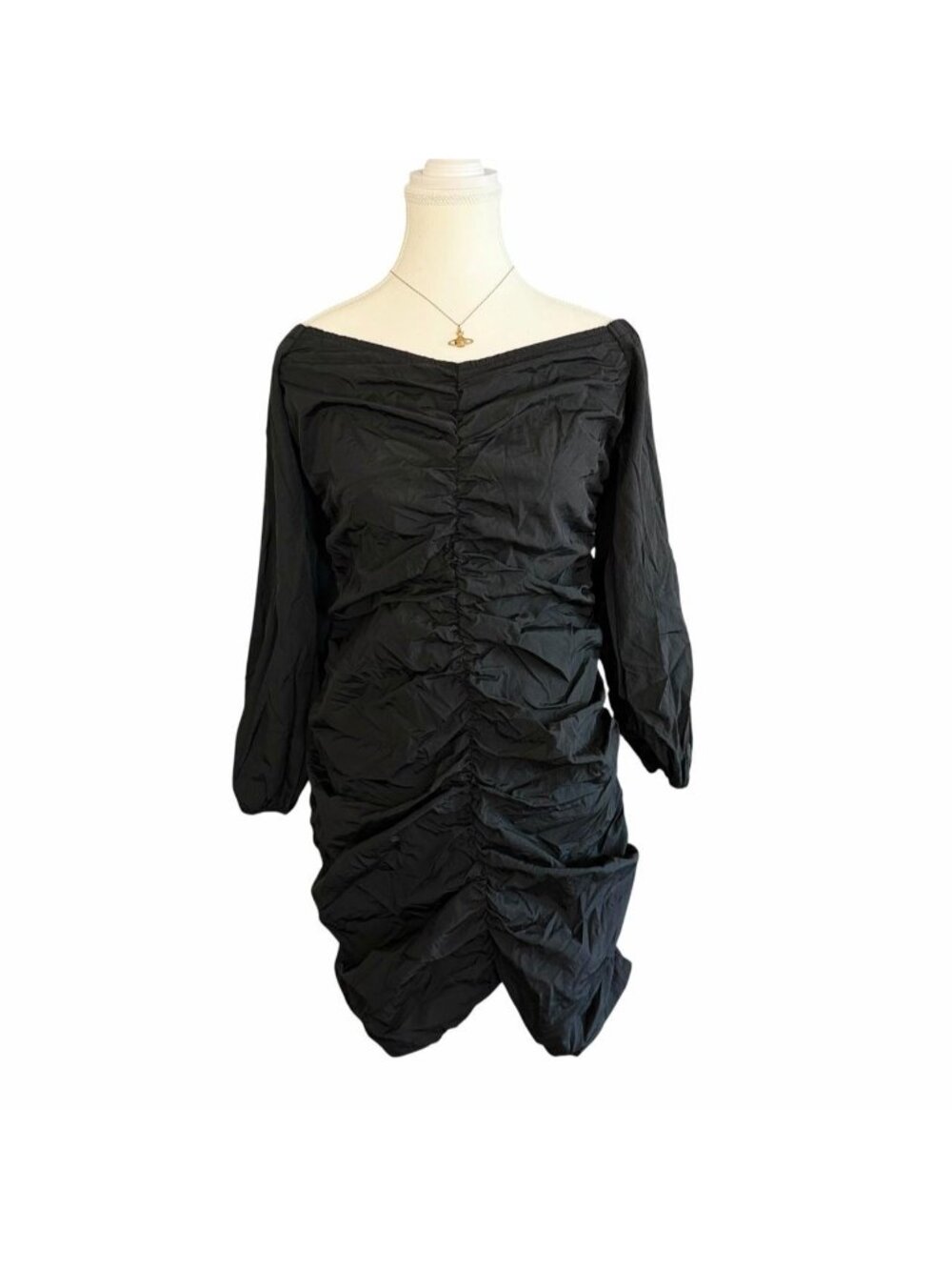 Y2K McBling Ruched Off Shoulder Mini Dress Gothic Party Clubwear